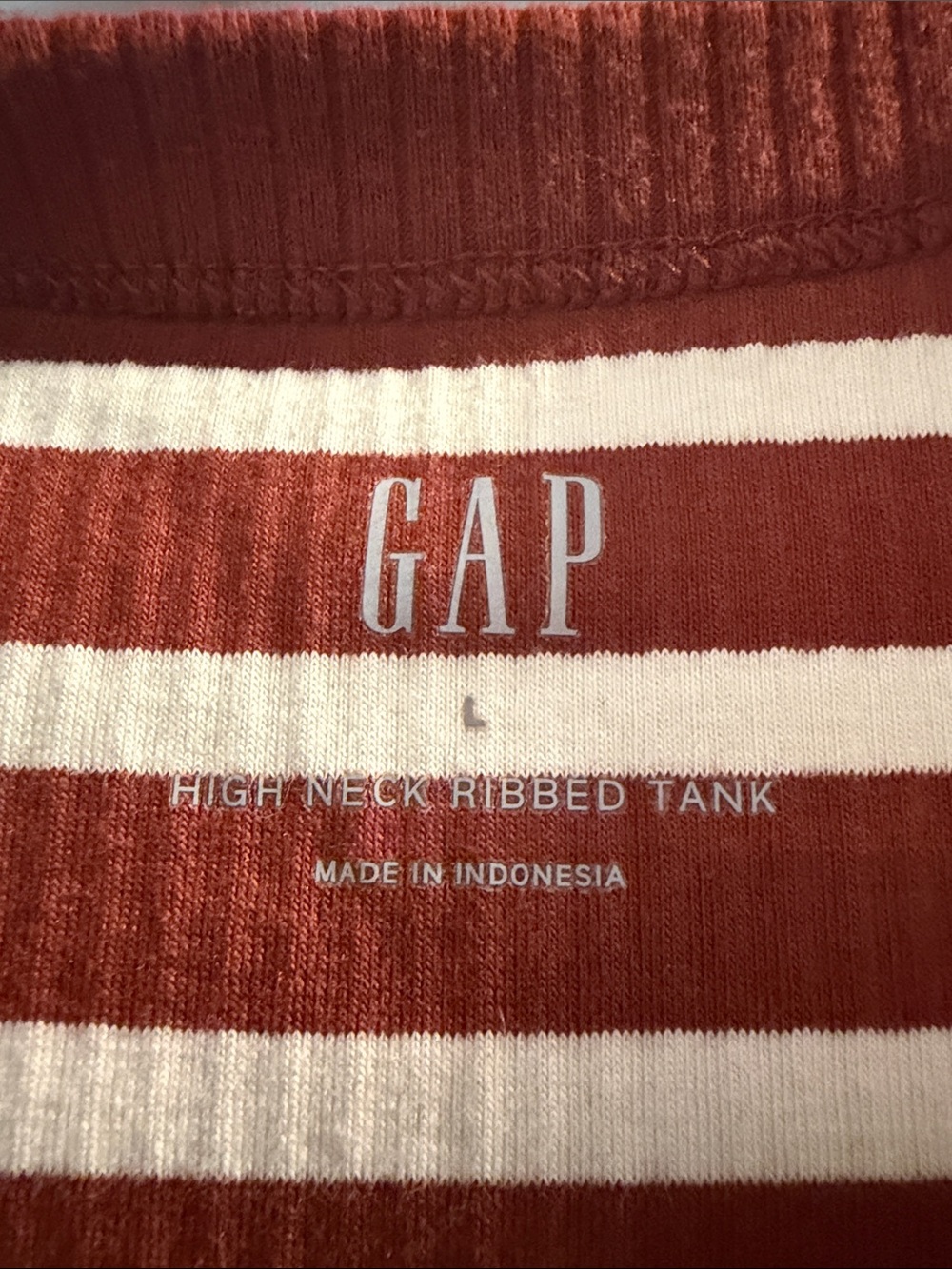 GAP Ribbed Striped Tank - Rust and Cream - Picture 2 of 3